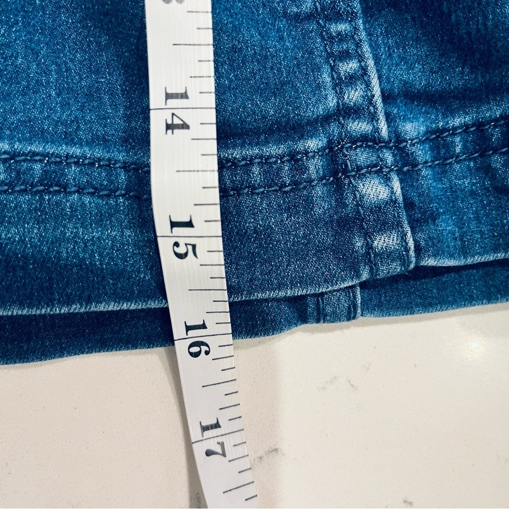 FREE PEOPLE Denim Mini Skirt‎ Blue Wash Front Zip Button Closure Size 27 - Picture 7 of 7